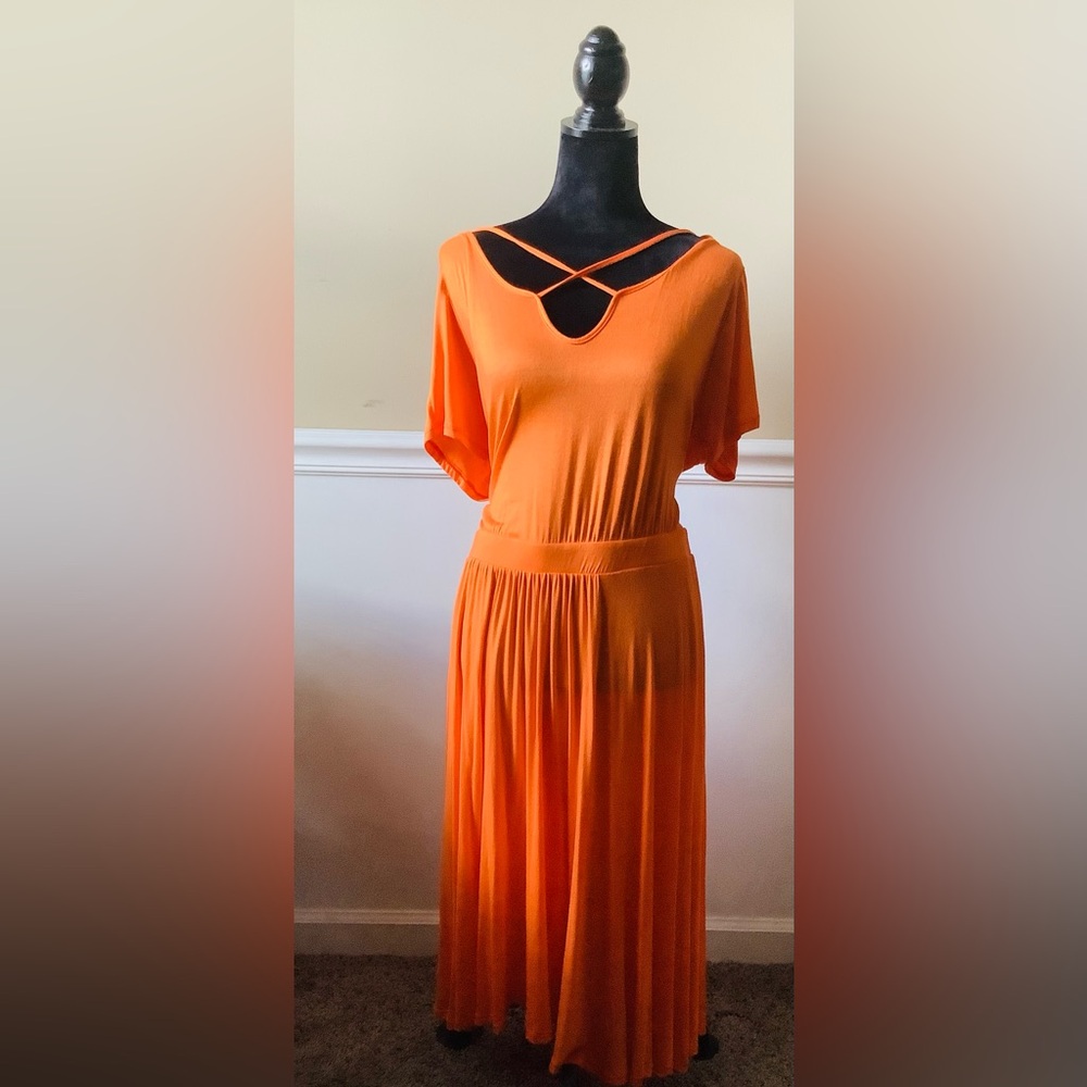 Elegant Skater Orange Dress